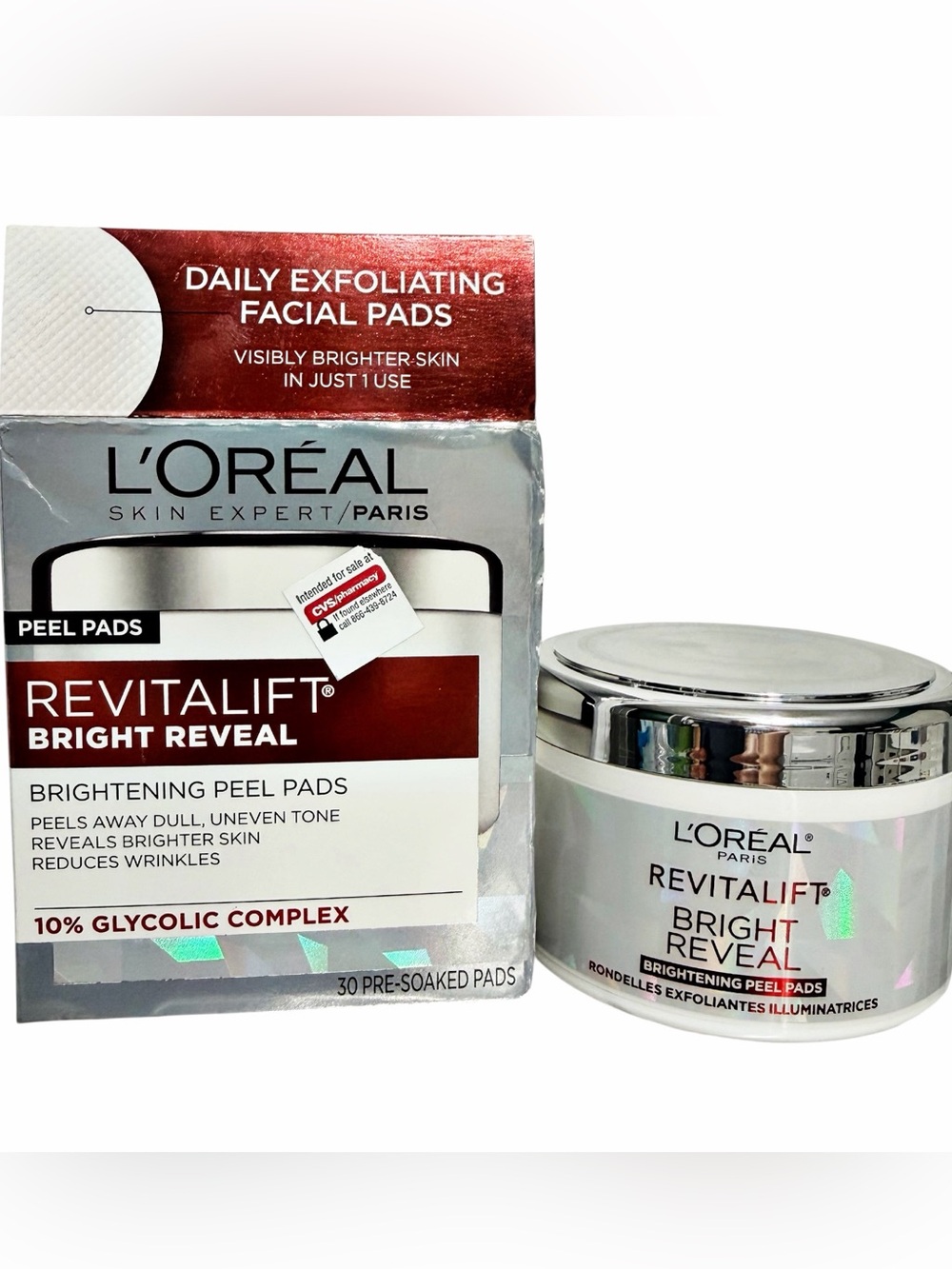 LOREAL Paris Revitalift Bright Reveal BRIGHTENING PEEL PADS ~ New / Sealed